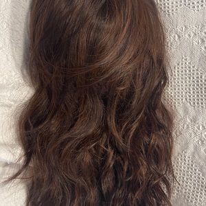 Voluminous reddish Brown Wavy Hair Wig